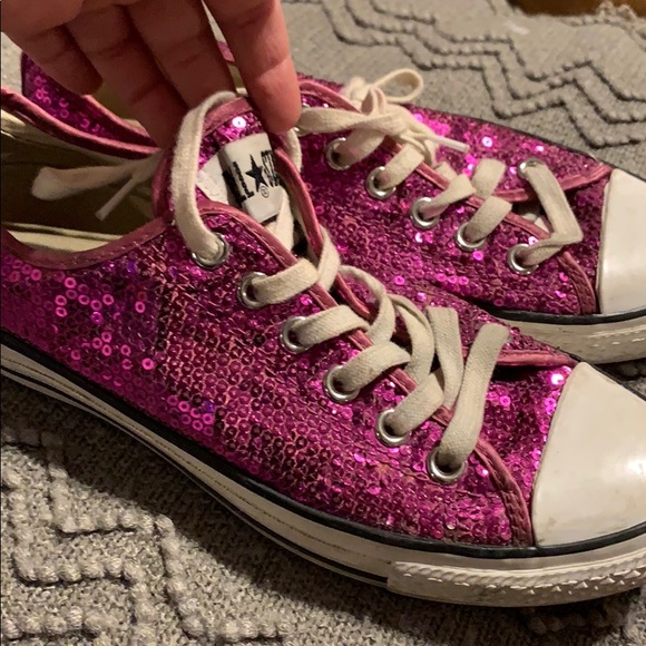 hot pink glitter converse